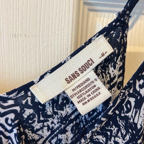 San Souci Blue and White Dress with Harem & Handkerchief Bottom, Sz Medium - Picture 2 of 5